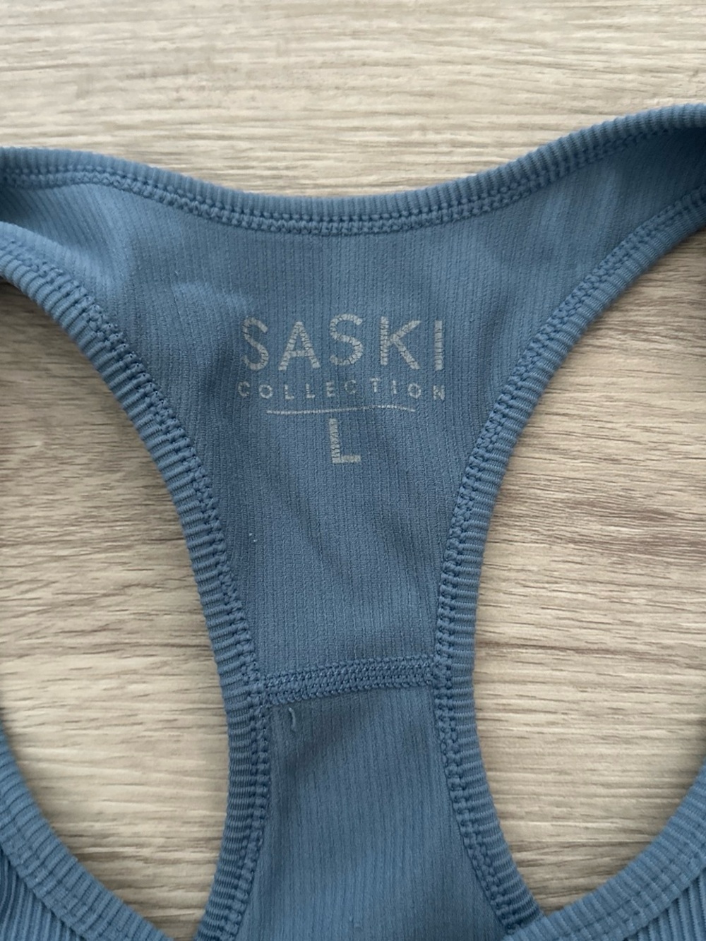 Saski Collection Ribbed Racerback Sports Bra - Slate Blue - Picture 3 of 3